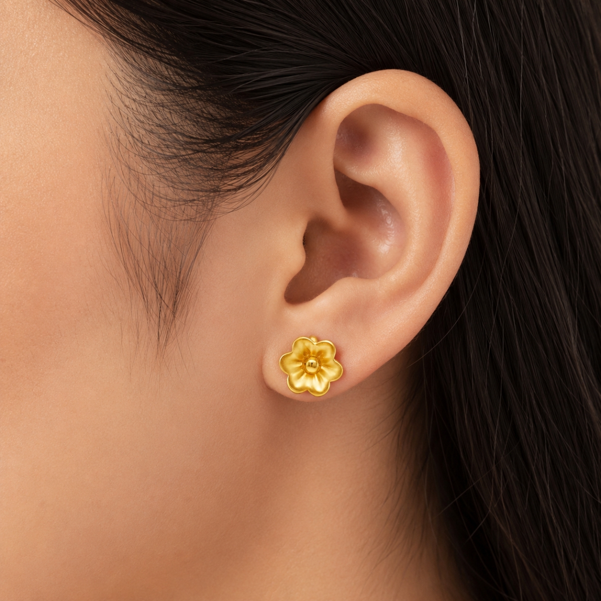 Gold Floral Tops For Women And Kids Elegant 18K Gold Stud Tops